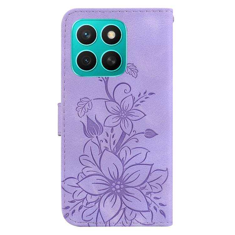 For Honor X8c 4G Lily Embossed Leather Phone Case