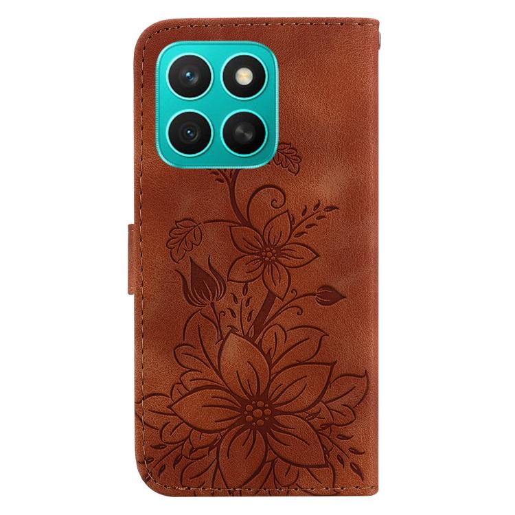For Honor X8c 4G Lily Embossed Leather Phone Case