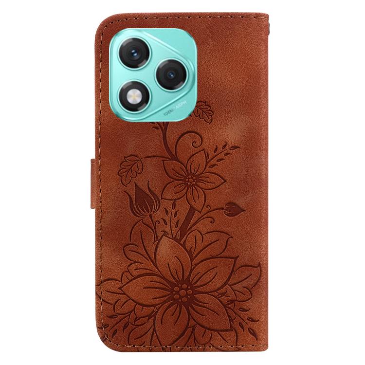 For Honor 400 Lite Global Lily Embossed Leather Phone Case