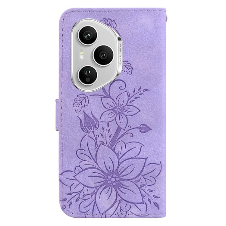 For Honor 400 Pro Global 160.8mm Lily Embossed Leather Phone Case