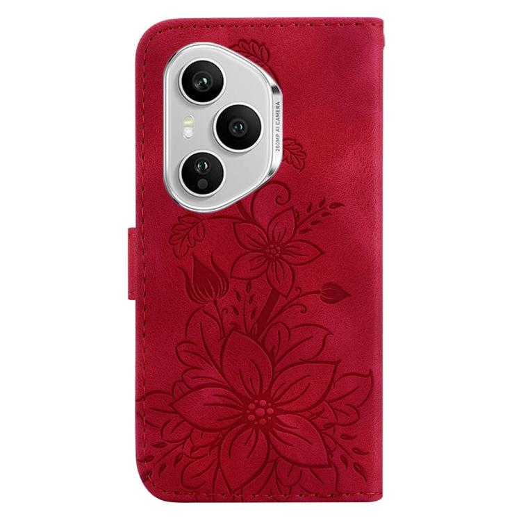 For Honor 400 Pro Global 160.8mm Lily Embossed Leather Phone Case