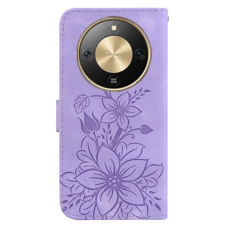 For Honor X70 5G Lily Embossed Leather Phone Case
