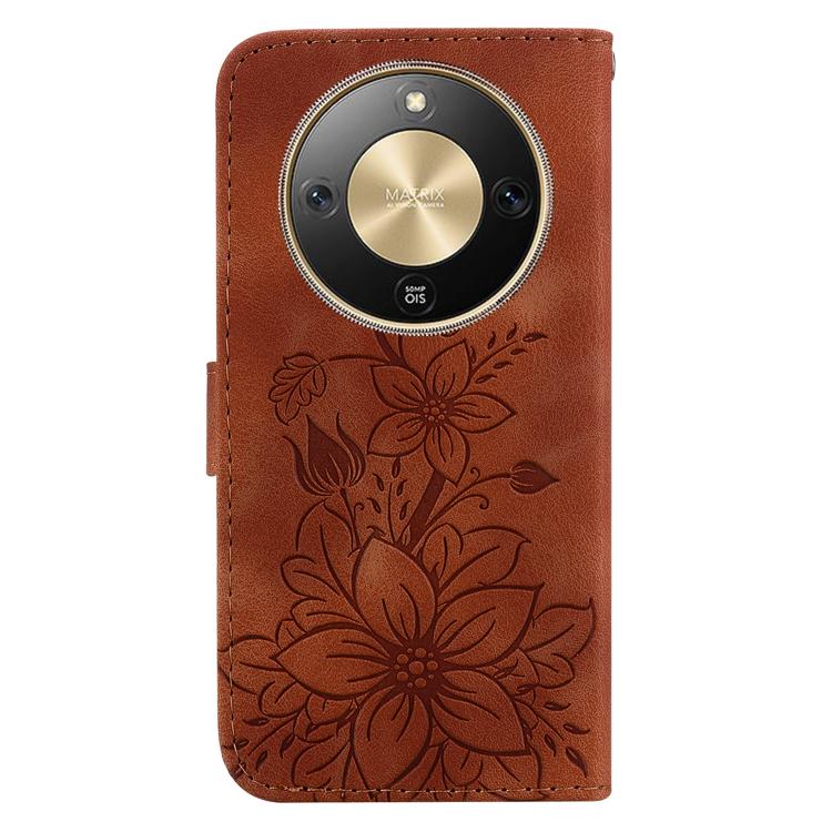 For Honor X70 5G Lily Embossed Leather Phone Case