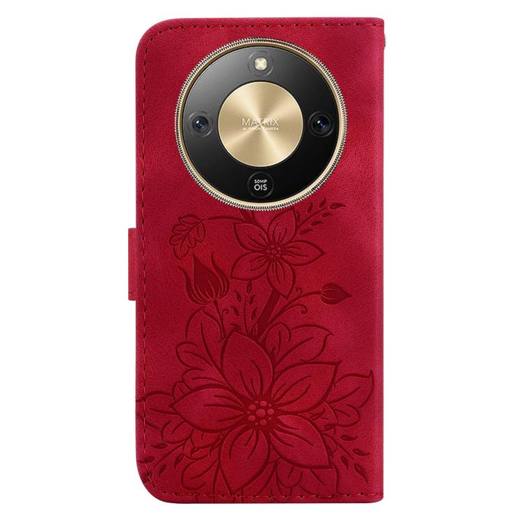 For Honor X70 5G Lily Embossed Leather Phone Case