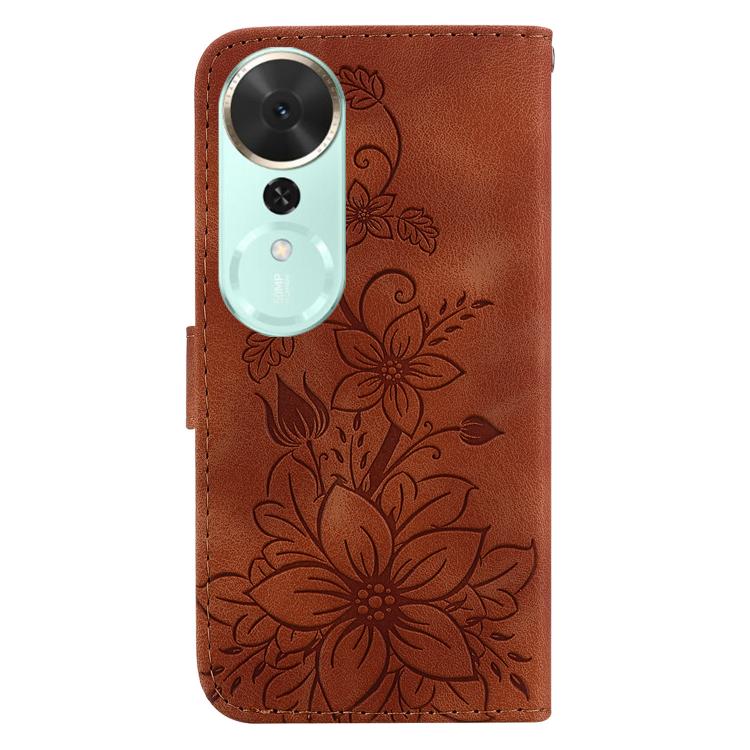 For Honor Play 70 Plus Lily Embossed Leather Phone Case