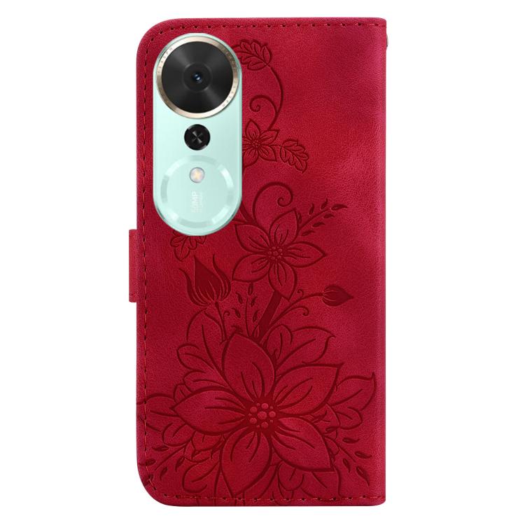 For Honor Play 70 Plus Lily Embossed Leather Phone Case