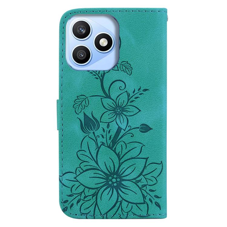For Honor X8d 4G Lily Embossed Leather Phone Case