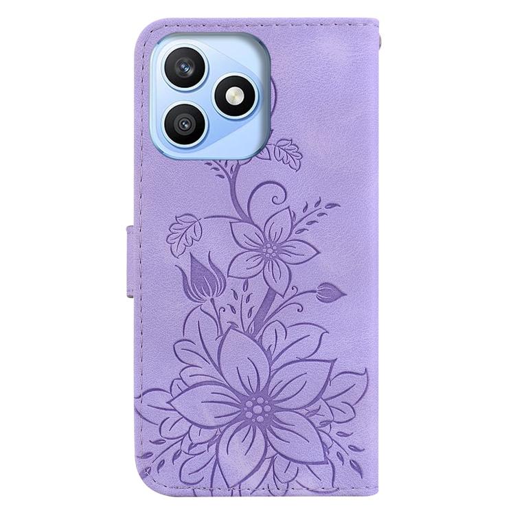 For Honor X8d 4G Lily Embossed Leather Phone Case