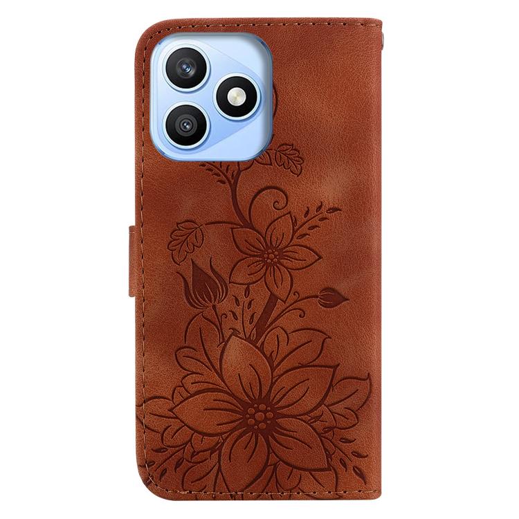 For Honor X8d 4G Lily Embossed Leather Phone Case