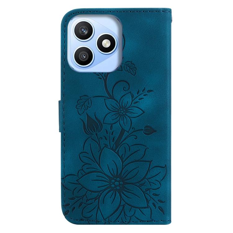 For Honor X8d 4G Lily Embossed Leather Phone Case