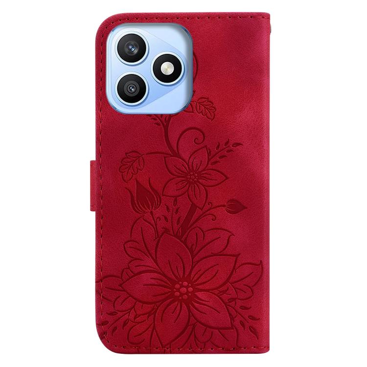 For Honor X8d 4G Lily Embossed Leather Phone Case