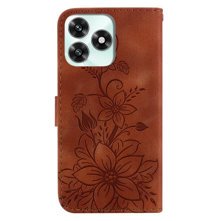 For Honor X5c 4G / X5c Plus Lily Embossed Leather Phone Case