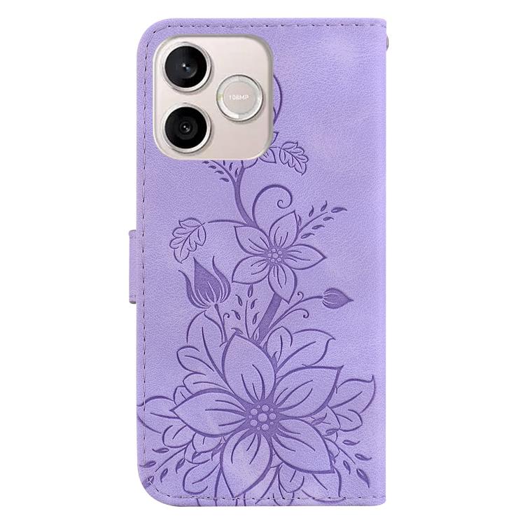 For Honor 600 Lite Global Lily Embossed Leather Phone Case