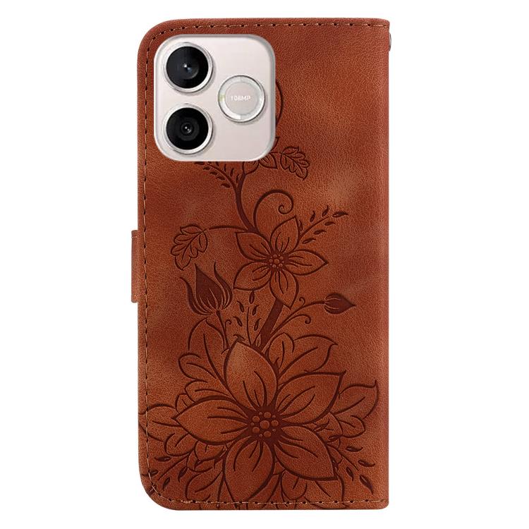 For Honor 600 Lite Global Lily Embossed Leather Phone Case