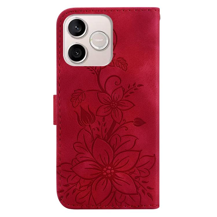For Honor 600 Lite Global Lily Embossed Leather Phone Case