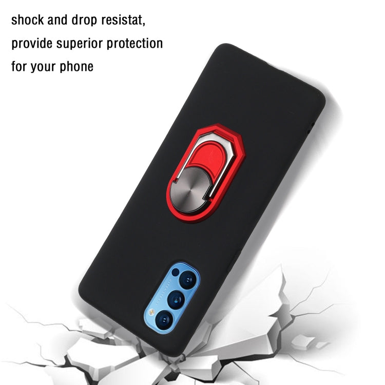 For Oppo Reno4 Pro 5G Black Armor PC + TPU Shockproof Protective Case with Ring Holder(Black Red)