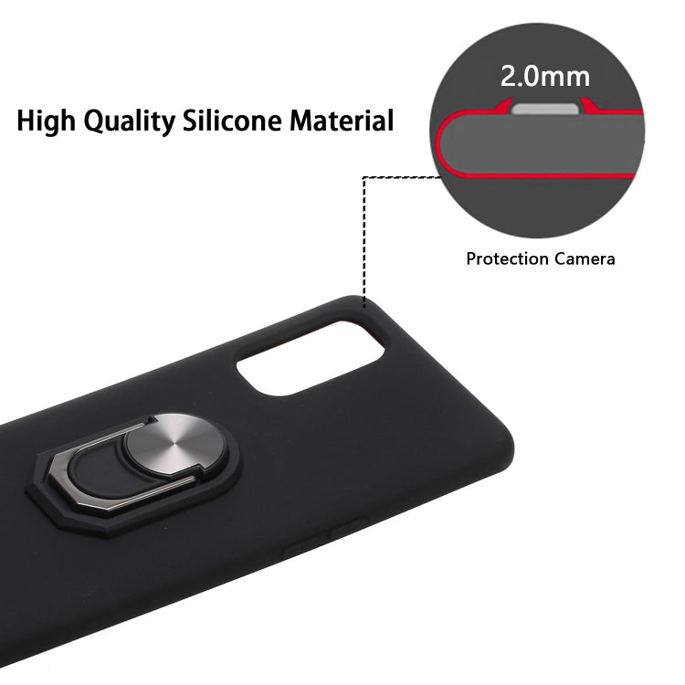 For Oppo Reno4 Pro 5G Black Armor PC + TPU Shockproof Protective Case with Ring Holder(Black Red)