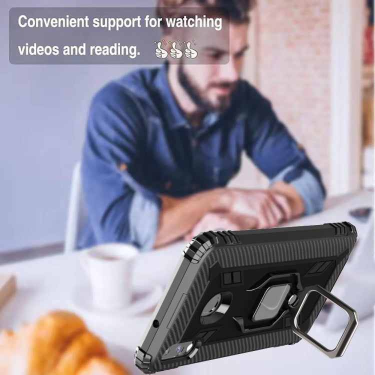 For Samsung Galaxy A20 / A30 / M10S Carbon Fiber Protective Case with 360 Degree Rotating Ring Holder