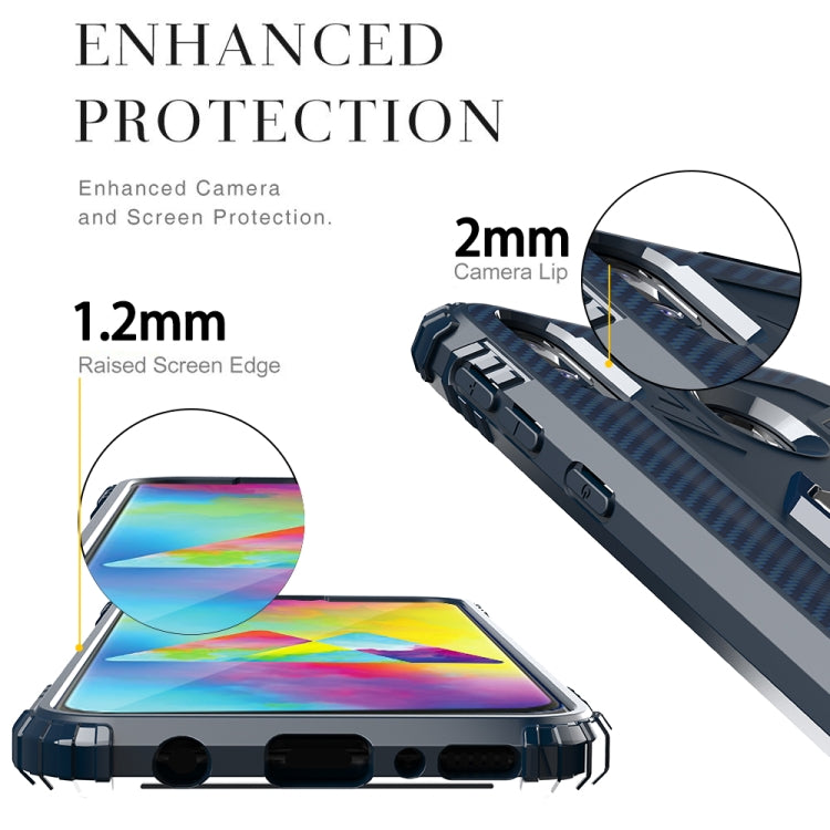 For Samsung Galaxy A20 / A30 / M10S Carbon Fiber Protective Case with 360 Degree Rotating Ring Holder