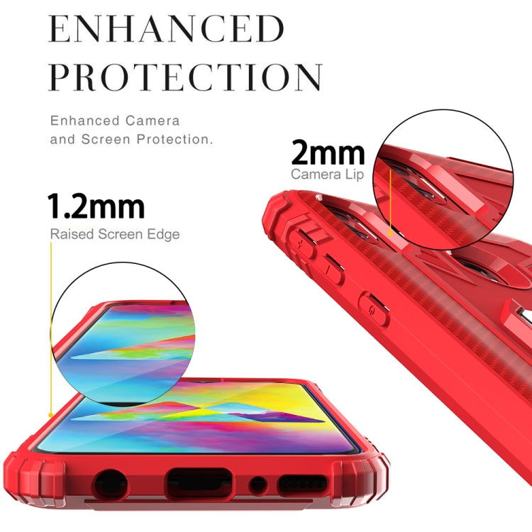 For Samsung Galaxy A20 / A30 / M10S Carbon Fiber Protective Case with 360 Degree Rotating Ring Holder