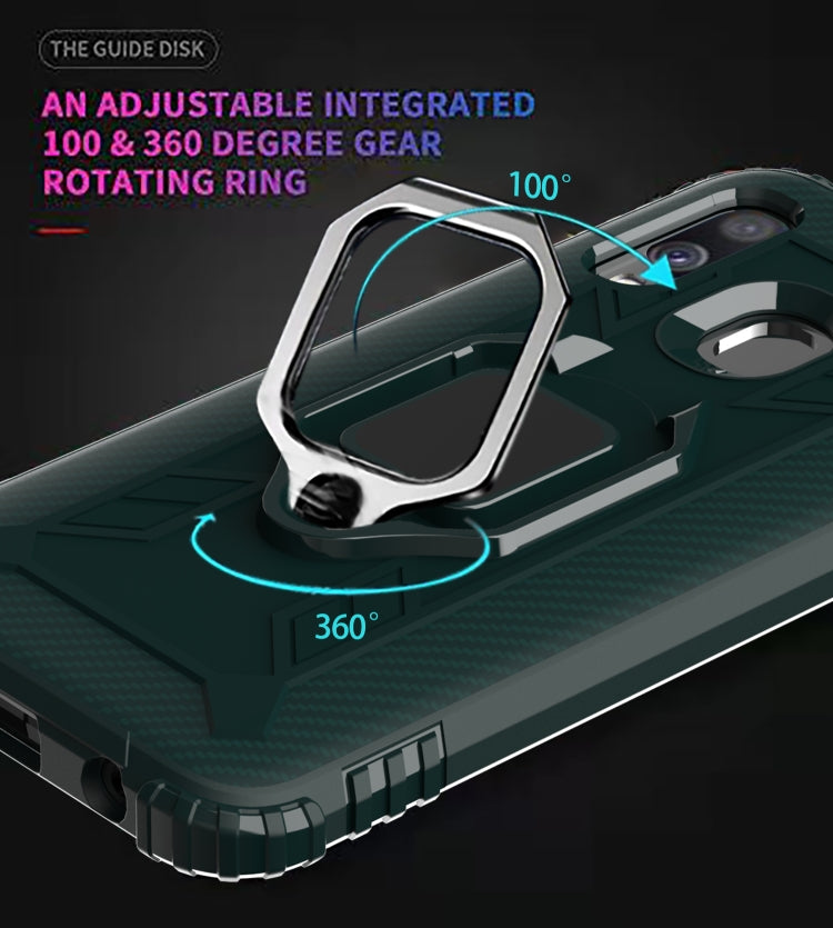 For Samsung Galaxy A20e Carbon Fiber Protective Case with 360 Degree Rotating Ring Holder