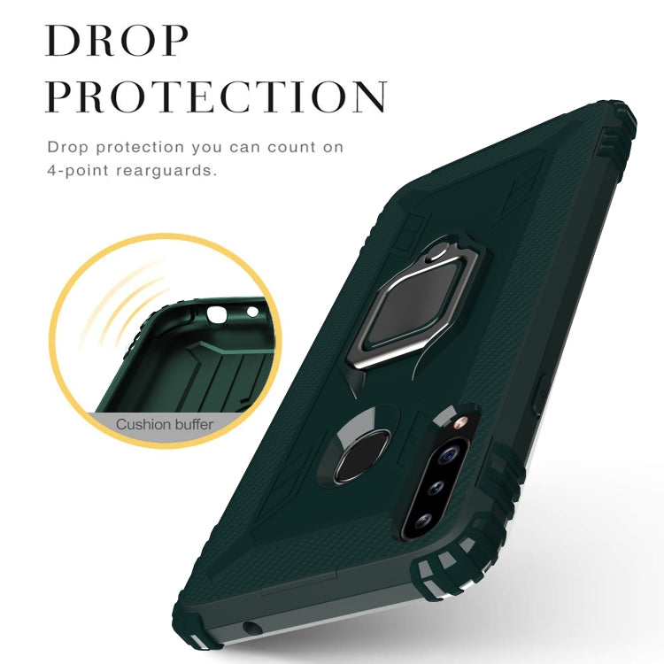 For Samsung Galaxy A70e Carbon Fiber Protective Case with 360 Degree Rotating Ring Holder