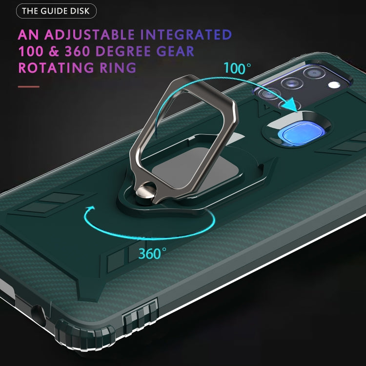 For Samsung Galaxy M31 Carbon Fiber Protective Case with 360 Degree Rotating Ring Holder
