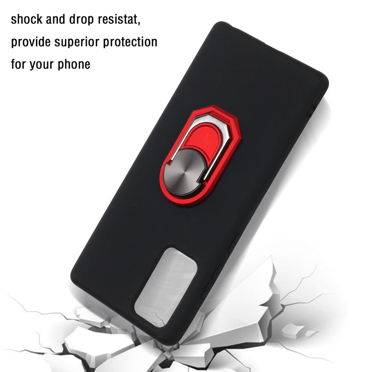 For Samsung Galaxy Note20 5G Black Armor PC + TPU Shockproof Protective Case with Ring Holder(Black Red)