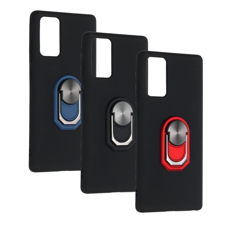 For Samsung Galaxy Note20 5G Black Armor PC + TPU Shockproof Protective Case with Ring Holder(Black Red)