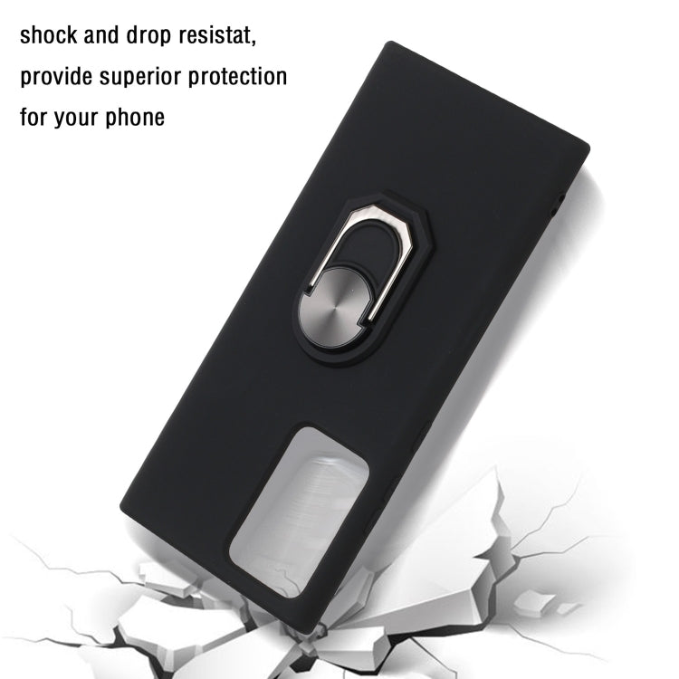 Black Armor PC + TPU Shockproof Protective Case with Ring Holder(Black)