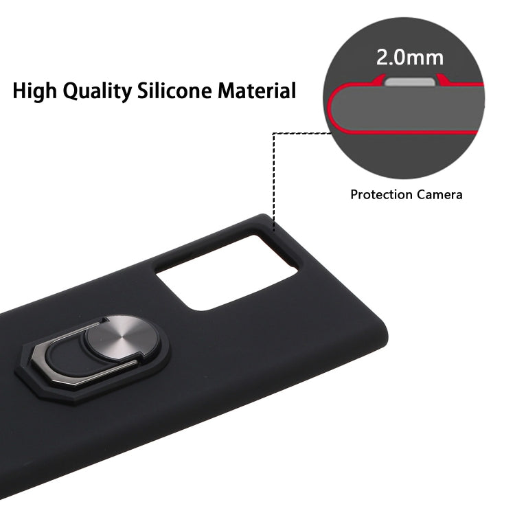Black Armor PC + TPU Shockproof Protective Case with Ring Holder(Black)