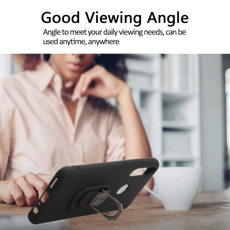 For Huawei Y6p (2020) Black Armor PC + TPU Shockproof Protective Case with Ring Holder