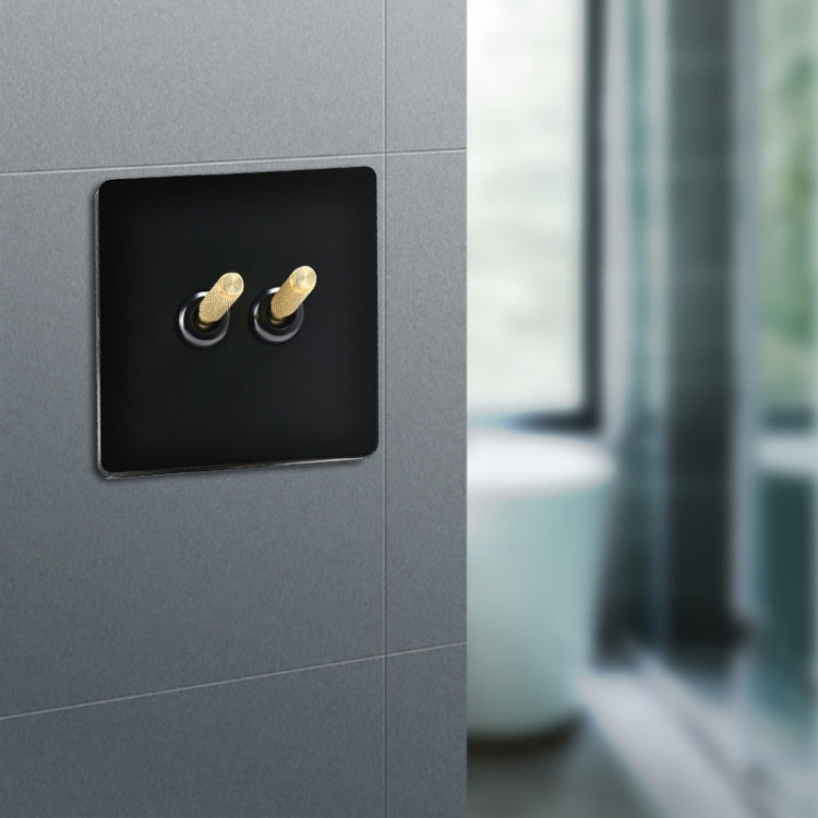 86mm Retro Copper Panel Hand Switch Panel, Style:Black Gold-Double Open