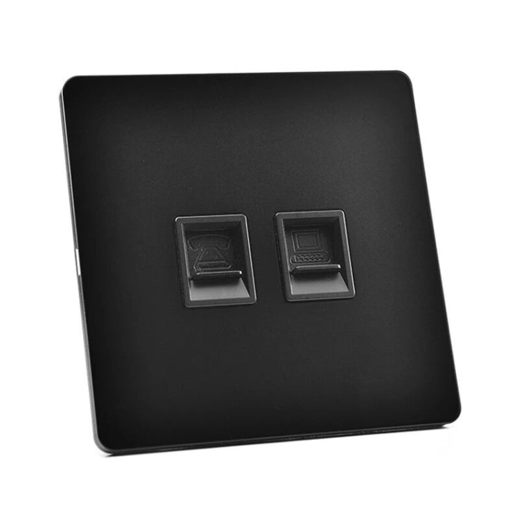 86mm Retro Copper Panel Hand Switch Panel, Style:Computer Hole-Telephone Hole