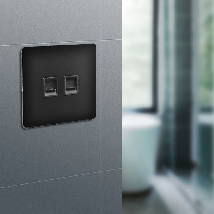 86mm Retro Copper Panel Hand Switch Panel, Style:Computer Hole-Telephone Hole