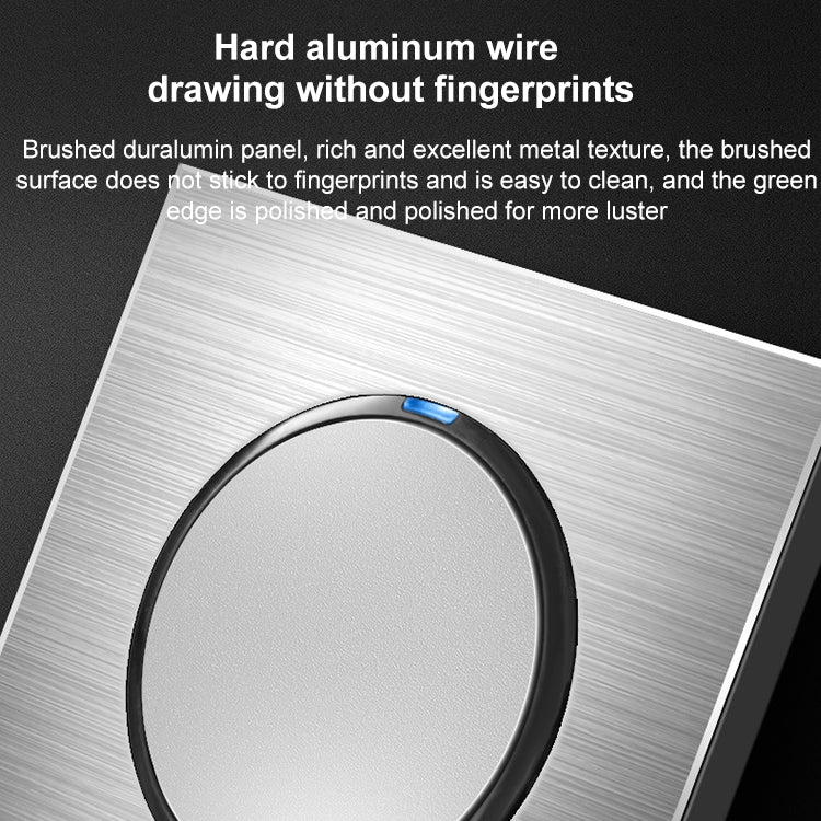 86mm Gray Aluminum Wire Drawing LED Switch Panel, Style:Two Billing Control
