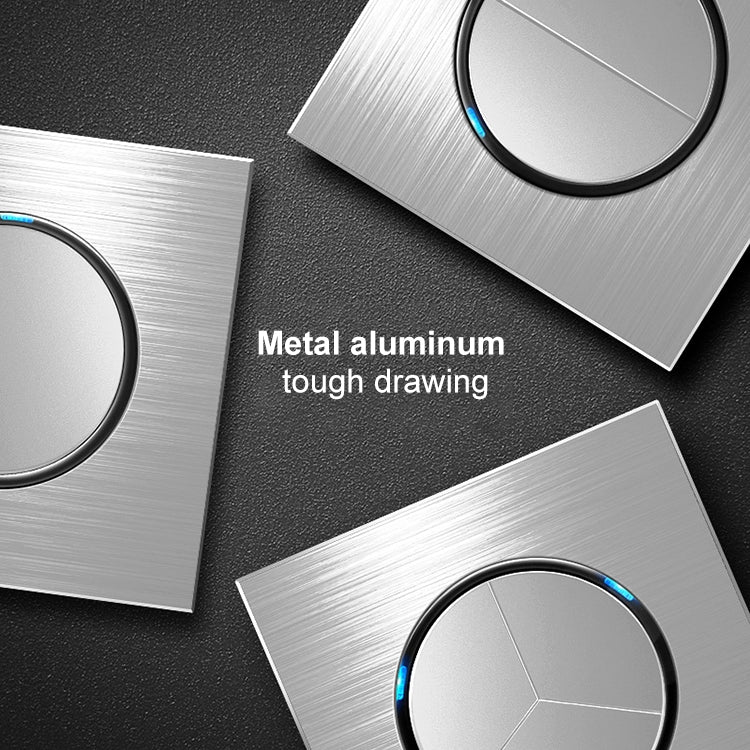 86mm Gray Aluminum Wire Drawing LED Switch Panel, Style:TV Socket