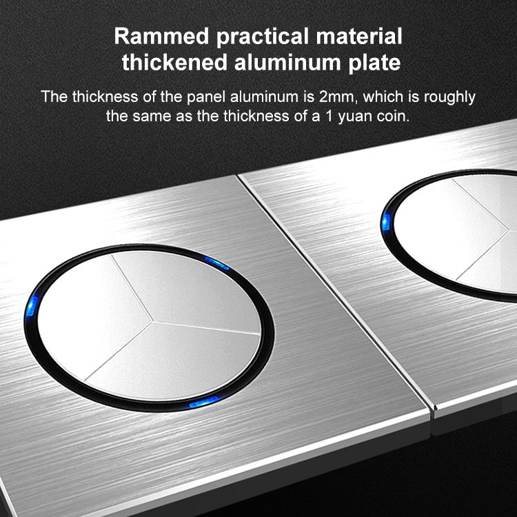 86mm Gray Aluminum Wire Drawing LED Switch Panel, Style:TV Socket