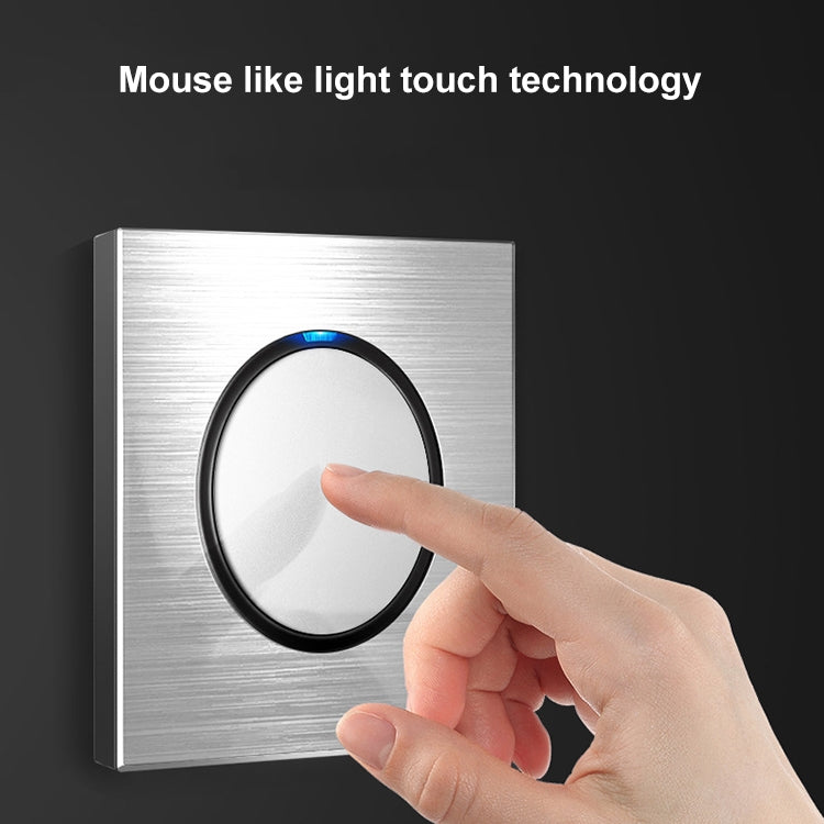 86mm Gray Aluminum Wire Drawing LED Switch Panel, Style:Telephone-Computer Socket