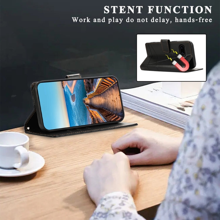For Google Pixel 9a PU Genuine Leather Texture Embossed Line Phone Case