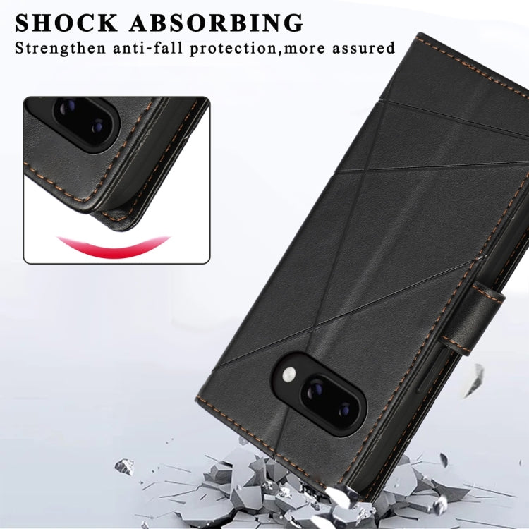 For Google Pixel 9a PU Genuine Leather Texture Embossed Line Phone Case