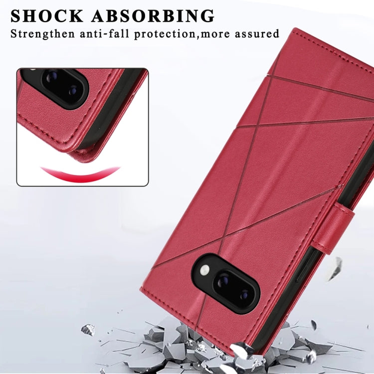 For Google Pixel 9a PU Genuine Leather Texture Embossed Line Phone Case