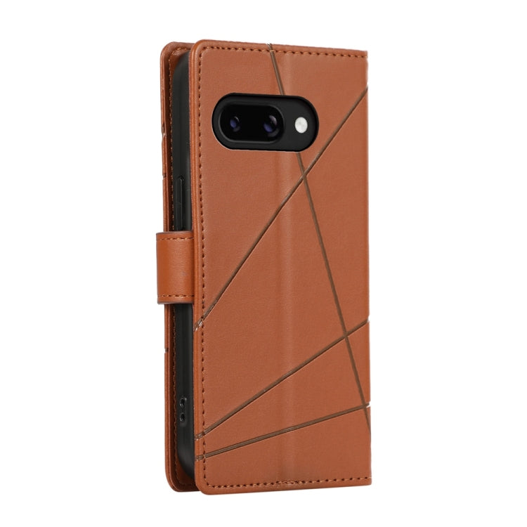 For Google Pixel 9a PU Genuine Leather Texture Embossed Line Phone Case
