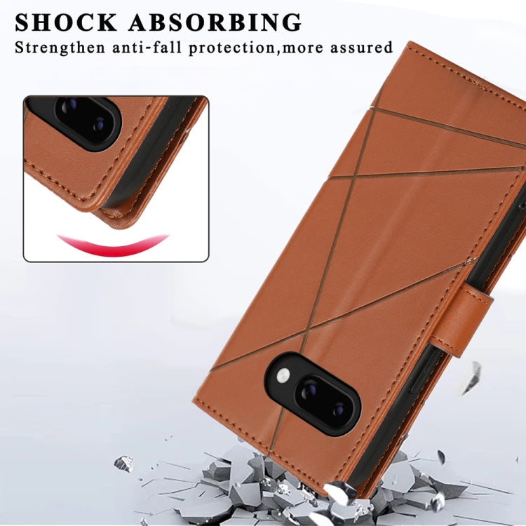 For Google Pixel 9a PU Genuine Leather Texture Embossed Line Phone Case