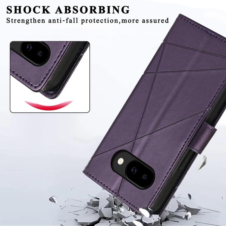 For Google Pixel 10a PU Genuine Leather Texture Embossed Line Phone Case
