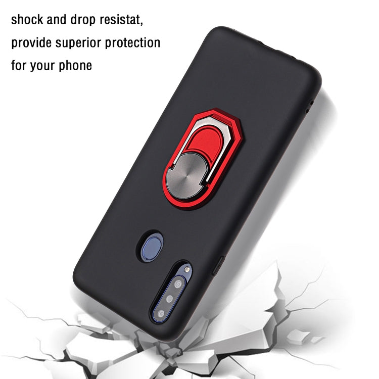 For Samsung Galaxy A20S PC + TPU Shockproof Protective Case with Ring Holder(Red)