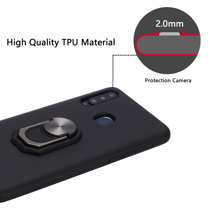For Samsung Galaxy A20S PC + TPU Shockproof Protective Case with Ring Holder(Red)