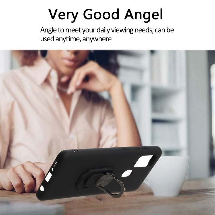 For Samsung Galaxy A21S PC + TPU Shockproof Protective Case with Ring Holder