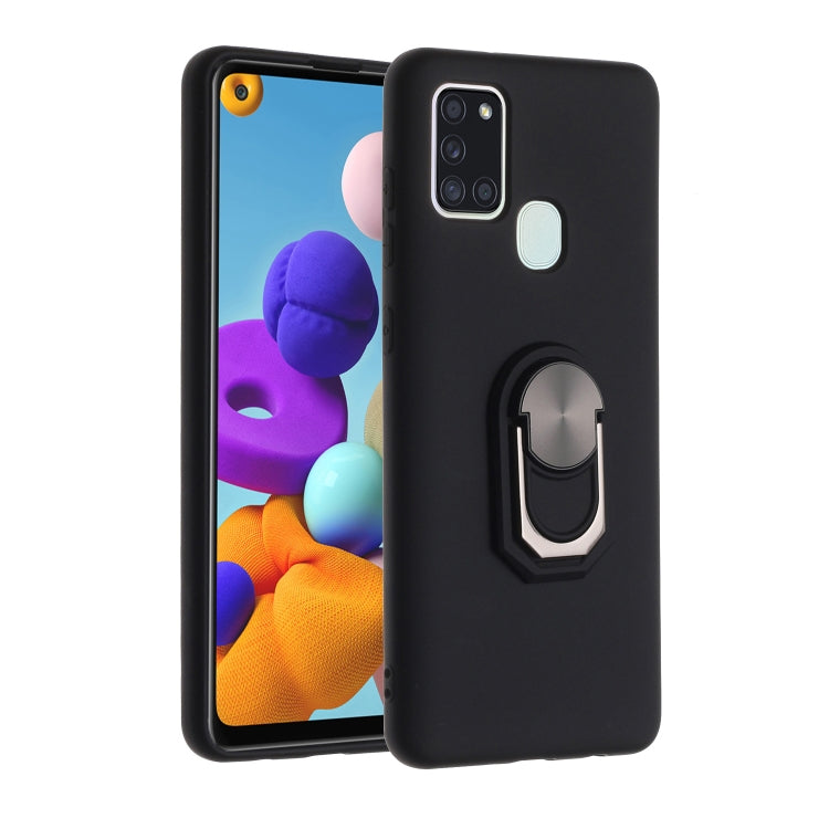 For Samsung Galaxy A21S PC + TPU Shockproof Protective Case with Ring Holder