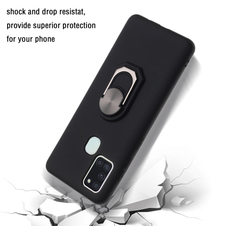 For Samsung Galaxy A21S PC + TPU Shockproof Protective Case with Ring Holder